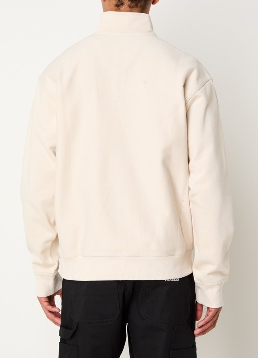 Carhartt WIP American Script sweater met halve rits en logo - achterkant creme