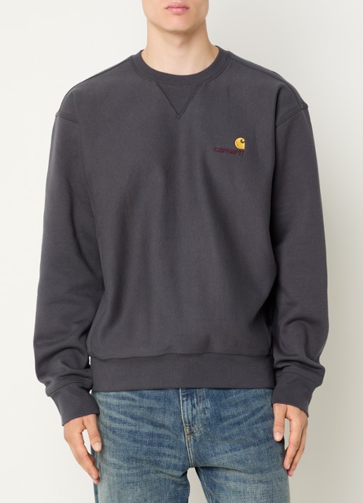 Carhartt WIP American Script sweater met logoborduring - detail 3 antraciet