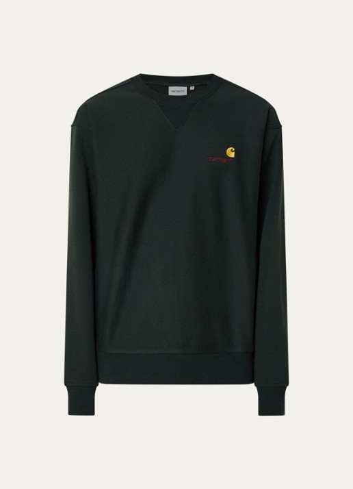 Carhartt WIP American Script sweater met logoborduring - voorkant 3 groen