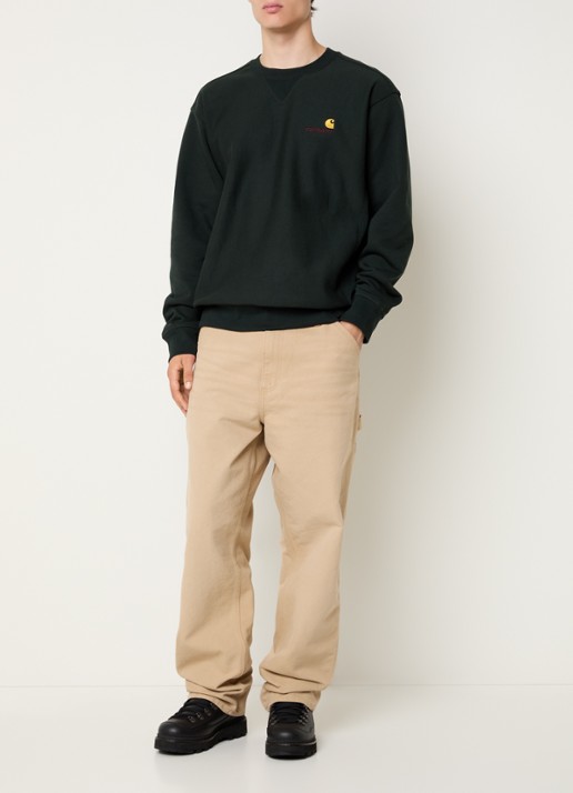 Carhartt WIP American Script sweater met logoborduring - voorkant 4 groen