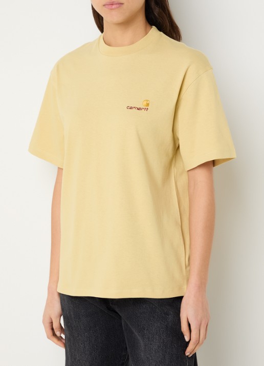 Carhartt WIP American Script T-shirt met logoborduring - detail geel