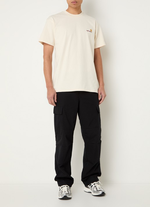 Carhartt WIP American Script T-shirt van  katoen met logoborduring - voorkant 3 creme