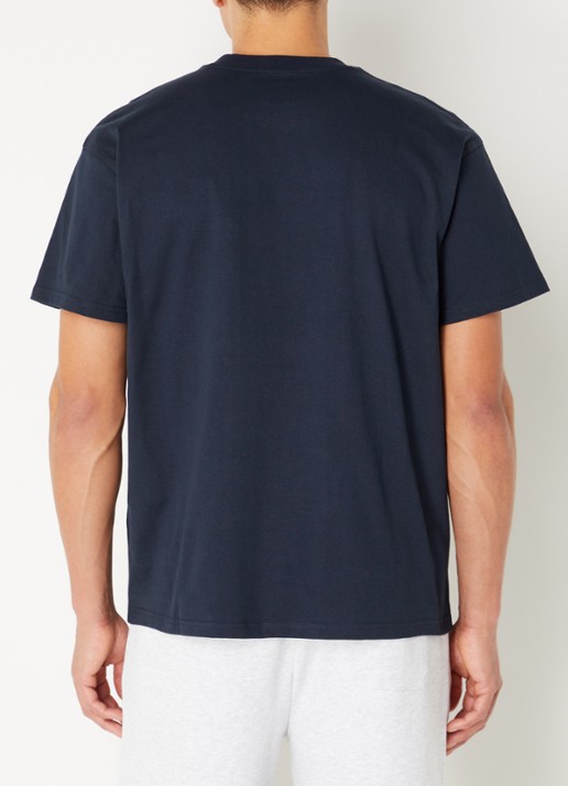 Carhartt WIP American Script T-shirt van  katoen met logoborduring - achterkant 4 donkerblauw