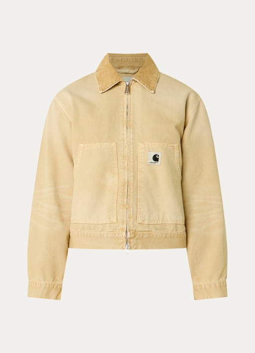 Carhartt WIP Arcan spijkerjas met steekzakken en details van corduroy - voorkant 2 mosterd