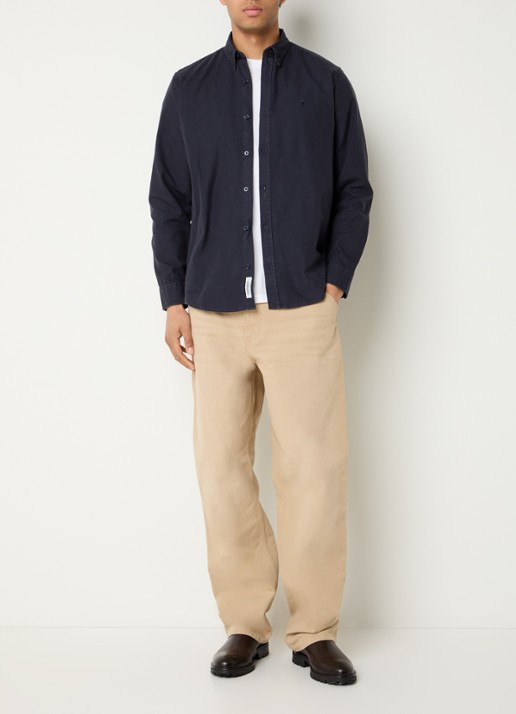 Carhartt WIP Bolton regular fit overshirt met logoborduring - voorkant 2 donkerblauw