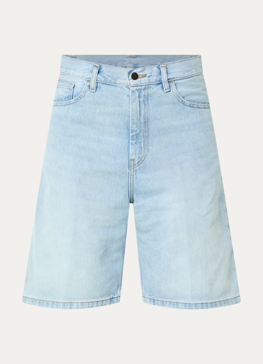 Carhartt WIP Brandon high waist straight fit korte broek van denim - voorkant lichtblauw