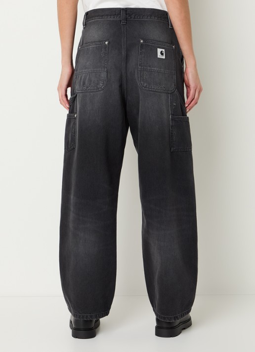 Carhartt WIP Brandon high waist wide leg jeans met donkere wassing - achterkant 3 zwart