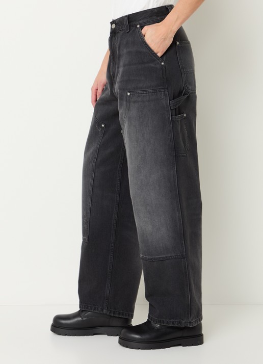 Carhartt WIP Brandon high waist wide leg jeans met donkere wassing - detail 5 zwart