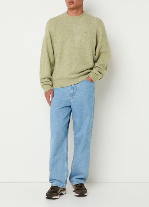 Carhartt WIP Brandon high waist wide leg jeans met steekzakken - voorkant 3 lichtblauw