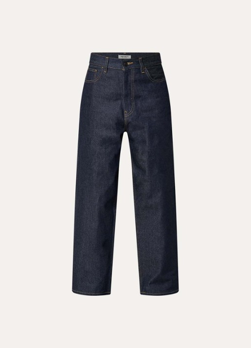 Carhartt WIP Brandon high waist wide leg jeans met steekzakken - voorkant donkerblauw