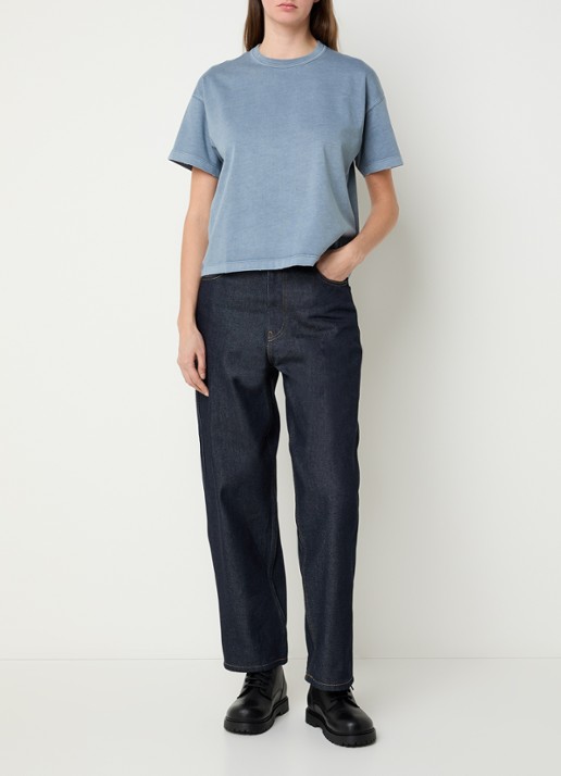 Carhartt WIP Brandon high waist wide leg jeans met steekzakken - voorkant 2 donkerblauw
