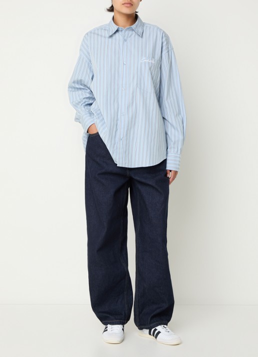 Carhartt WIP Brandon high waist wide leg jeans met steekzakken - voorkant 2 indigo