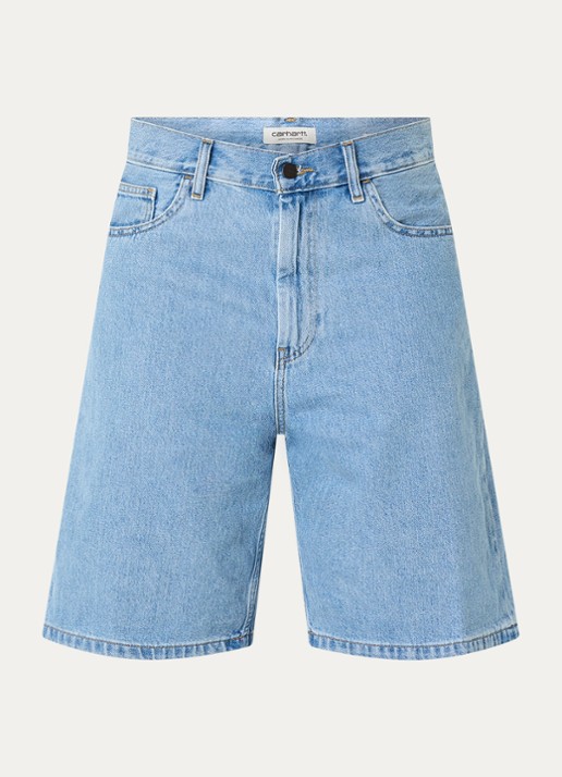 Carhartt WIP Brandon low waist wide fit korte broek van denim - voorkant indigo