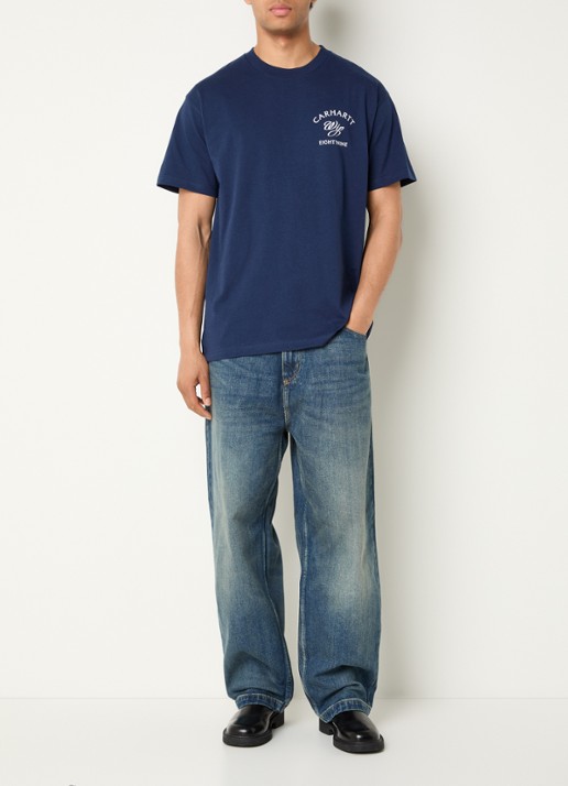 Carhartt WIP Brandon wide leg jeans met steekzakken - voorkant 4 indigo