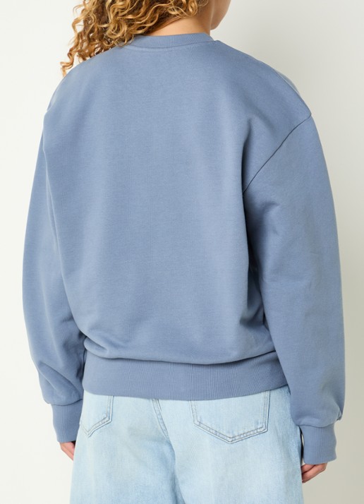 Carhartt WIP Casey sweater met logoborduring - achterkant staalblauw