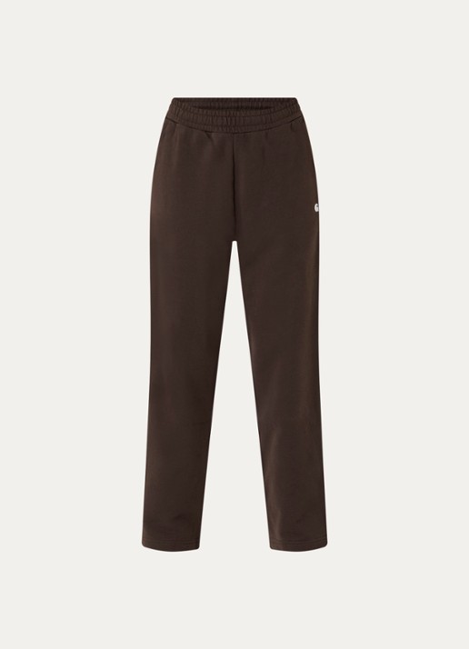 Carhartt WIP Cassie high waist straight fit joggingbroek met steekzakken - voorkant kastanjebruin