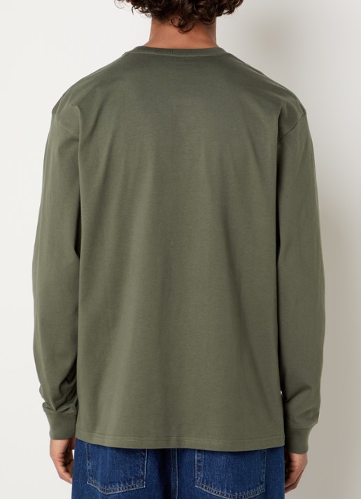 Carhartt WIP Chase longsleeve met logoborduring - achterkant groen