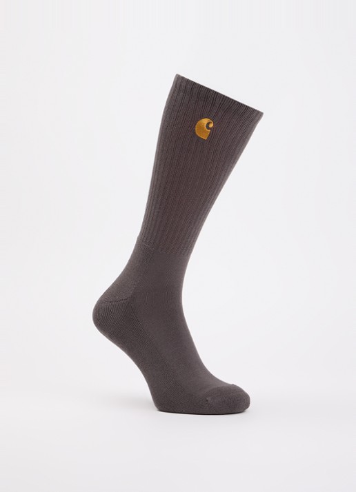 Carhartt WIP Chase sokken met logoborduring - voorkant 2 antraciet