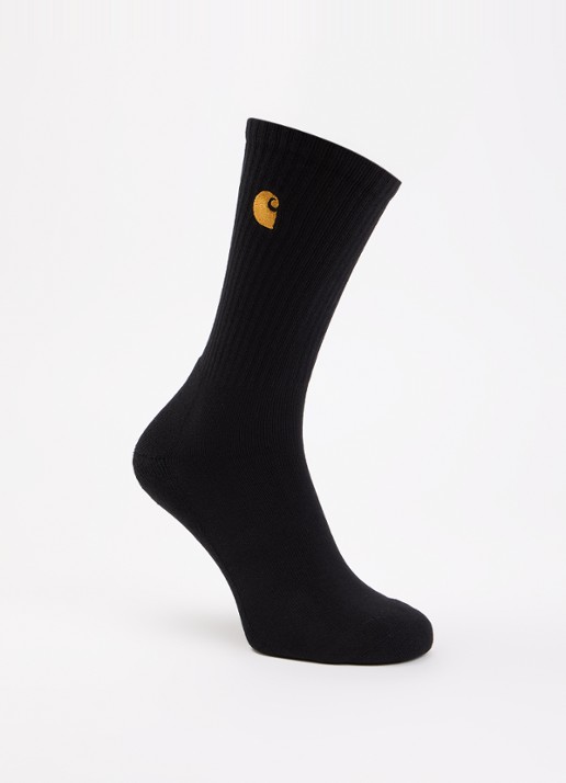 Carhartt WIP Chase sportsokken met logoborduring - voorkant zwart