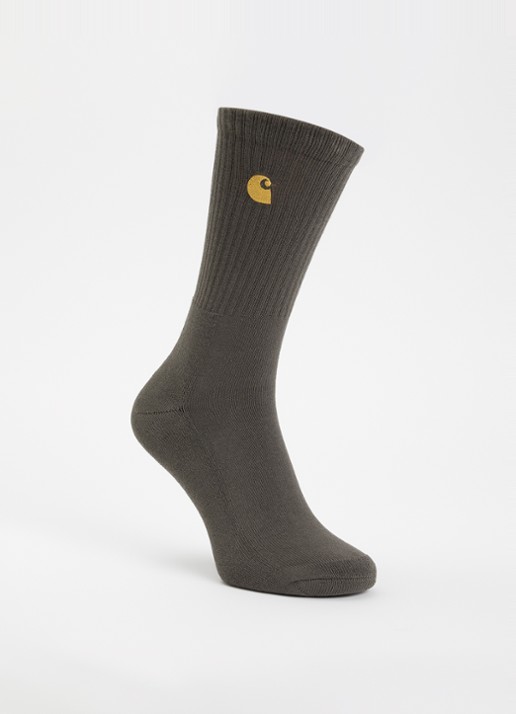 Carhartt WIP Chase sportsokken met logoborduring - voorkant 2 bronsgroen