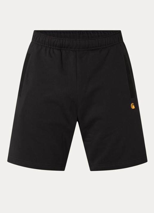 Carhartt WIP Chase straight fit korte joggingbroek met steekzakken - voorkant 3 zwart