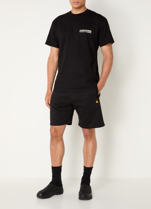 Carhartt WIP Chase straight fit korte joggingbroek met steekzakken - voorkant 4 zwart