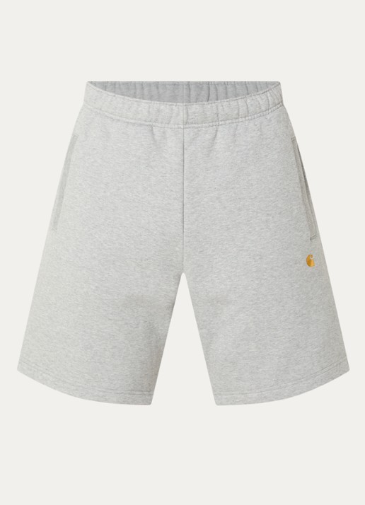 Carhartt WIP Chase straight fit korte joggingbroek met steekzakken - voorkant grijsmele