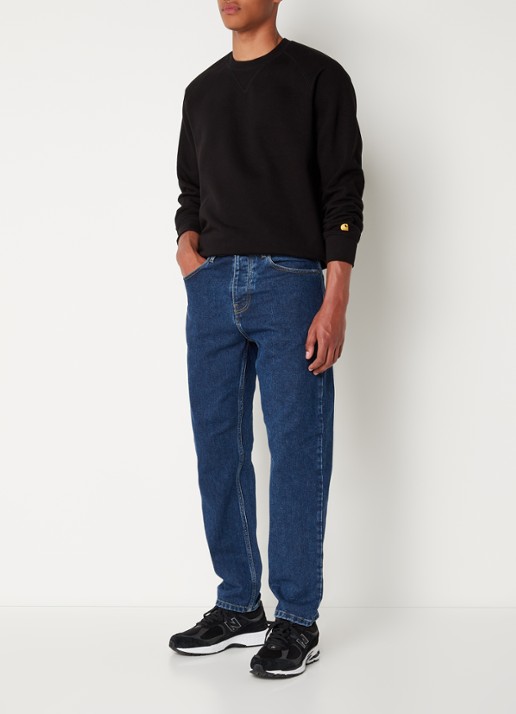 Carhartt WIP Chase sweater met logo - voorkant 3 zwart