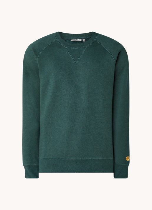 Carhartt WIP Chase sweater met logo - voorkant 3 groen