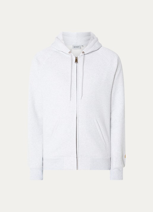 Carhartt WIP Chase sweatvest met capuchon - voorkant grijsmele