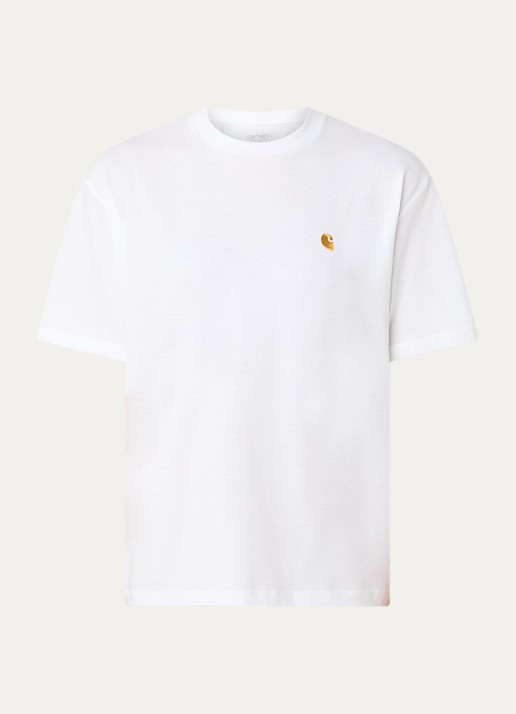 Carhartt WIP Chase T-shirt met logoborduring - voorkant 3 wit