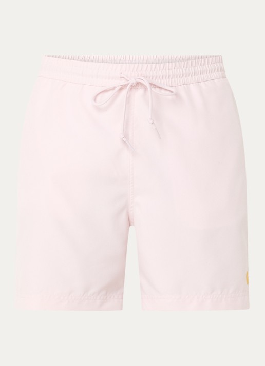 Carhartt WIP Chase zwemshorts met steekzakken en logo - voorkant zalmroze