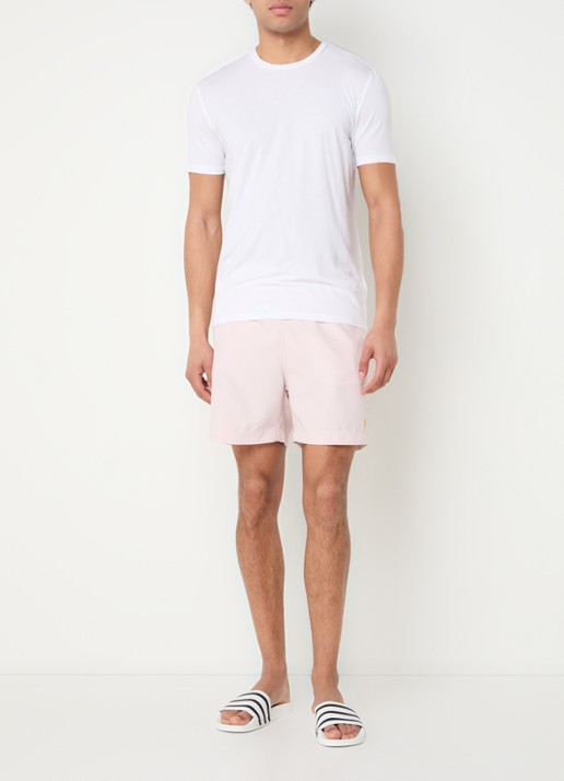 Carhartt WIP Chase zwemshorts met steekzakken en logo - voorkant 2 zalmroze