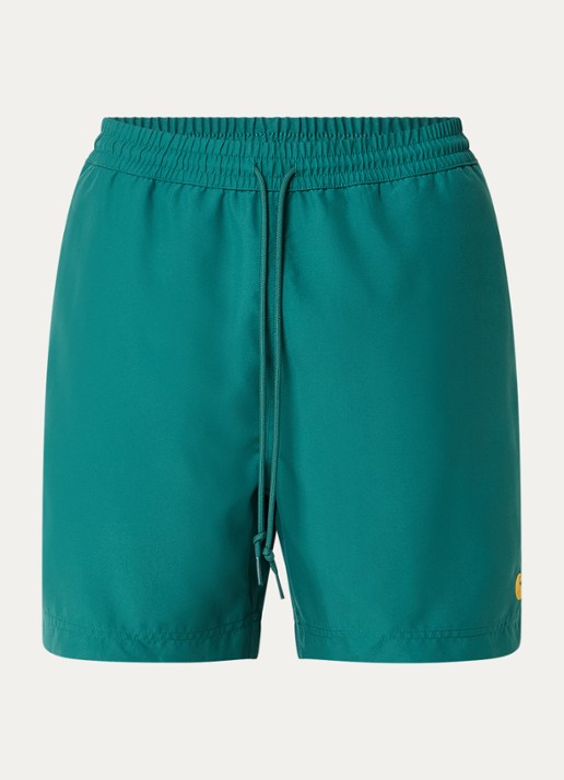 Carhartt WIP Chase zwemshorts met steekzakken en logo - voorkant 2 zeegroen
