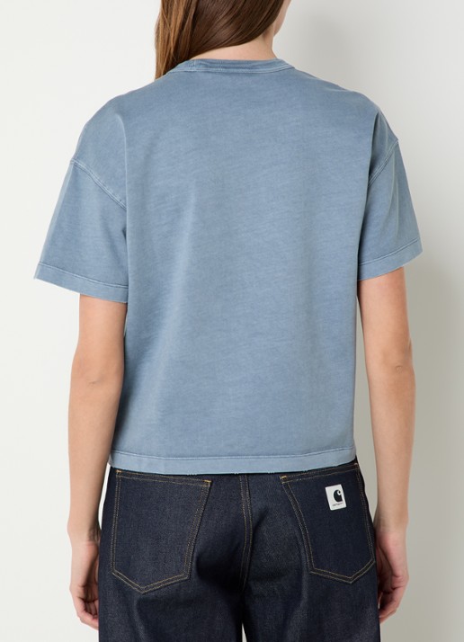 Carhartt WIP Cropped T-shirt met logo - achterkant 4 staalblauw