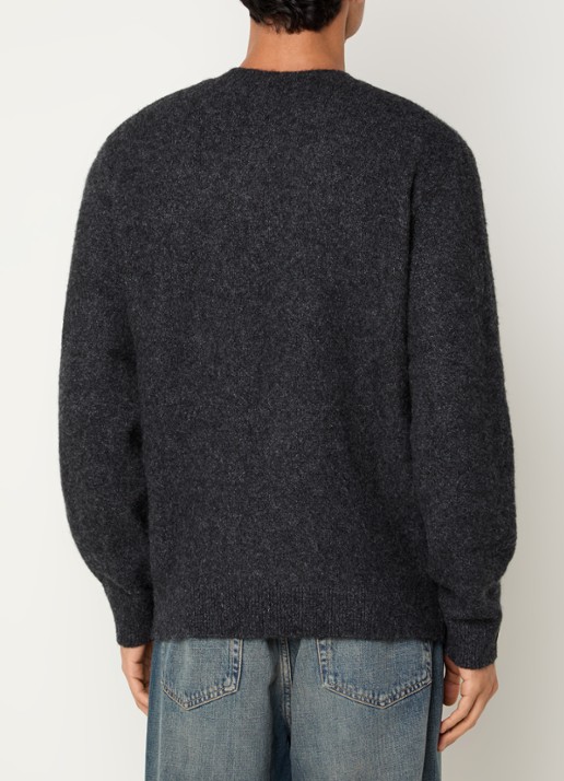 Carhartt WIP Curtis grofgebreide trui in wolblend met ronde hals - achterkant donkerblauw