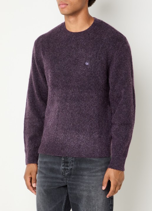 Carhartt WIP Curtis grofgebreide trui in wolblend met ronde hals - detail paars