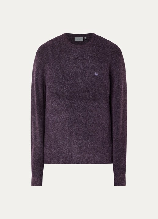 Carhartt WIP Curtis grofgebreide trui in wolblend met ronde hals - voorkant 3 paars
