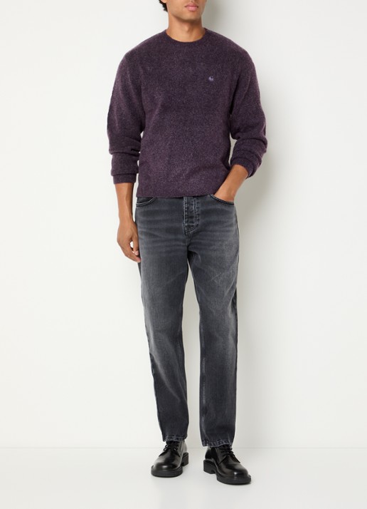 Carhartt WIP Curtis grofgebreide trui in wolblend met ronde hals - voorkant 4 paars