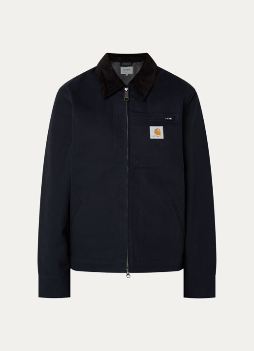 Carhartt WIP Detroit jack met details van corduroy en steekzakken - voorkant 3 donkerblauw