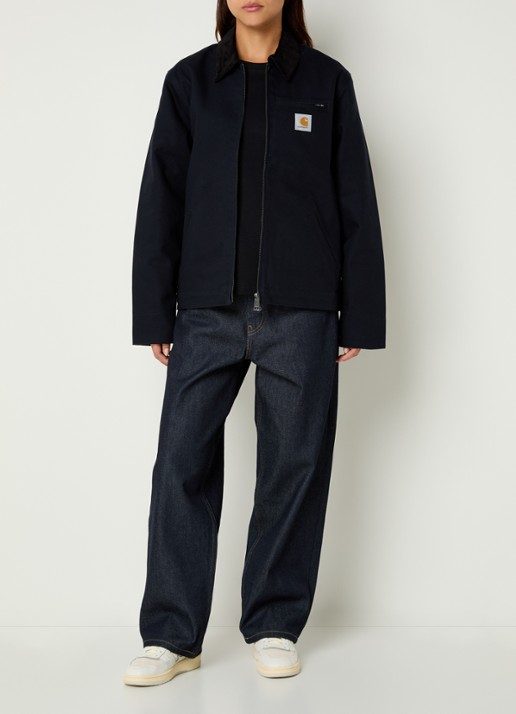 Carhartt WIP Detroit jack met details van corduroy en steekzakken - voorkant 4 donkerblauw