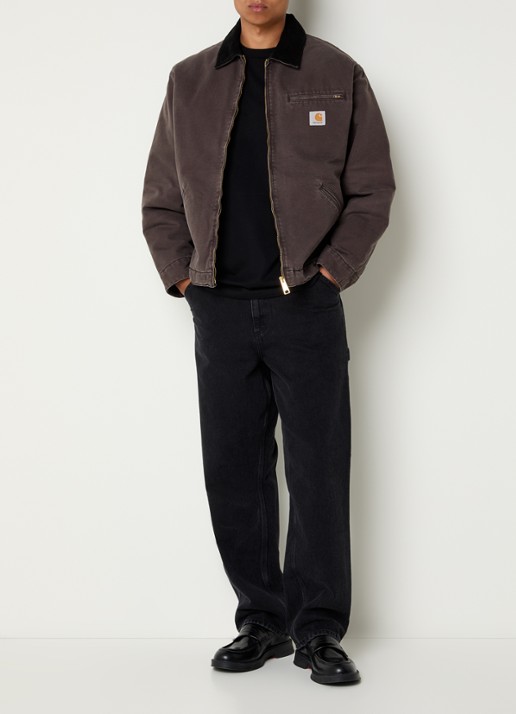 Carhartt WIP Detroit jack met details van corduroy - voorkant 4 lichtbruin