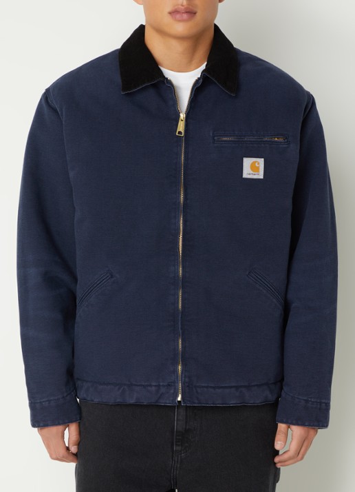 Carhartt WIP Detroit jack met details van corduroy - detail 2 donkerblauw