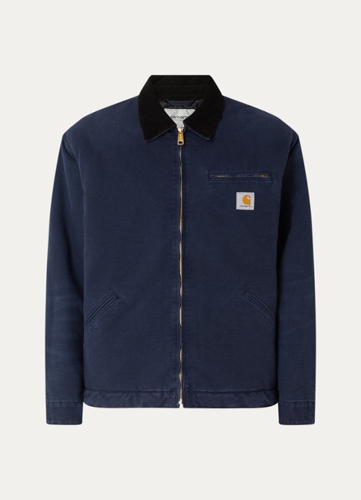 Carhartt WIP Detroit jack met details van corduroy - voorkant 3 donkerblauw