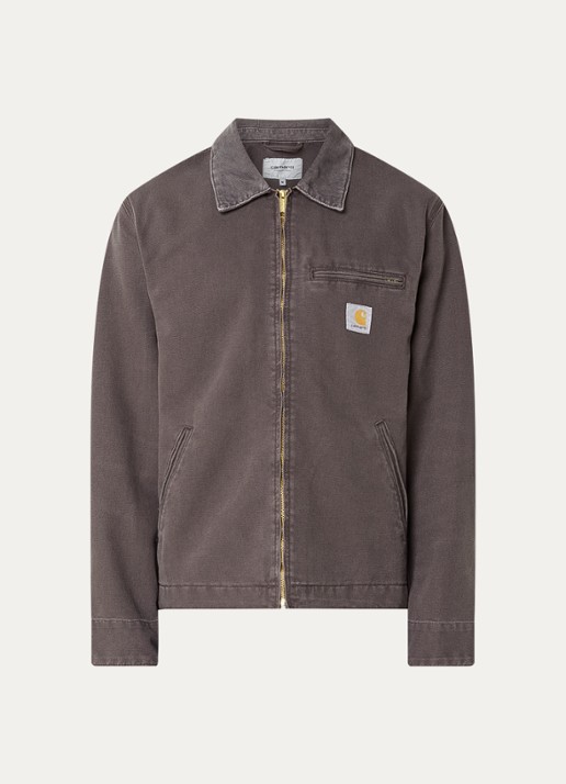 Carhartt WIP Detroit jack met details van corduroy - voorkant 3 taupe