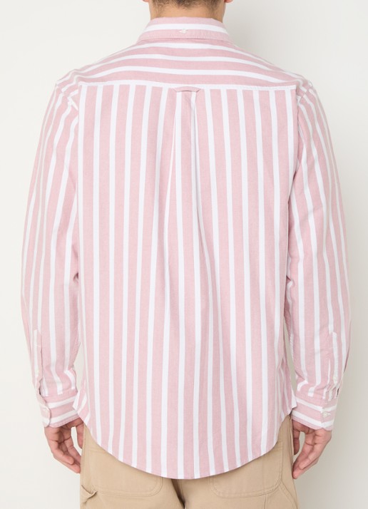 Carhartt WIP Deven regular fit overhemd met streepprint - achterkant 2 lichtrood