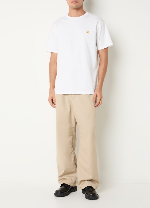 Carhartt WIP Evan loose fit broek met steekzakken - voorkant 5 beige