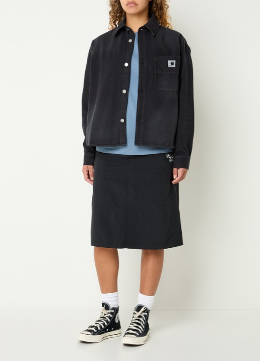 Carhartt WIP Georgia spijkerjas met borstzak - voorkant 3 zwart