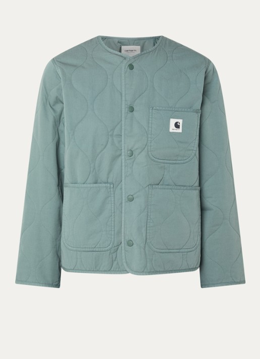 Carhartt WIP Gewatteerd jack met quilt patroon en opgestikte zakken - voorkant 3 zeegroen