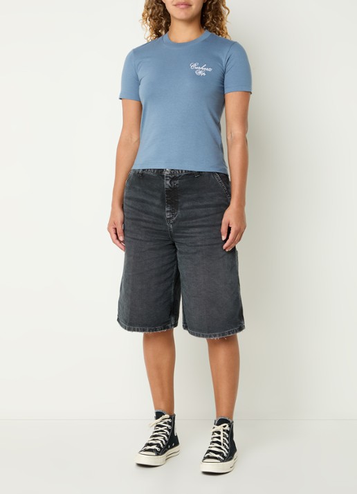Carhartt WIP Gracious T-shirt met logoborduring - voorkant 2 blauwgrijs